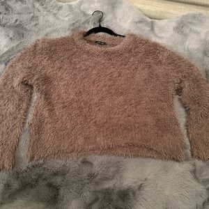Love Tree Women’s Fuzzy Taupe Sweater Large